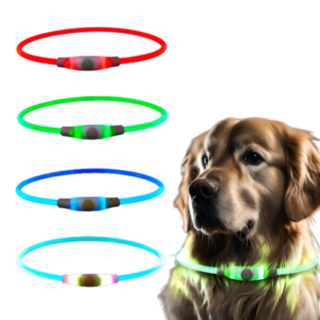 애니윙 사고예방 야간산책 강아지 LED 목걸이, 1개, 레인보우