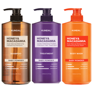 쿤달 네이처샴푸500ml+트리트먼트500ml+바디워시500ml 베이비파우더향, 1개, 500ml