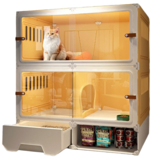 여기냥 올인원 고양이호텔 놀이터 빌라 아파트 하우스 케이지 격리장 집, 1세트, 화이트+A타입