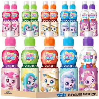 웅진 캐치 티니핑 음료 15개 ( 딸기맛 3개 사과맛 3개 복숭아맛 3개 밀크맛 3개 미네랄 포도맛 3개 5종 ) 어린이 음료 세트 총15개, 200ml