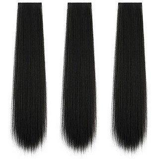 3개 세트 풍성 붙임 머리 가발 롱 헤어 피스 똑딱이 부분 반가발 직모 글램펌 젤리펌 여성 생머리 웨이브, S99014A(60cm 3개입, 1세트, 직모 자연블랙