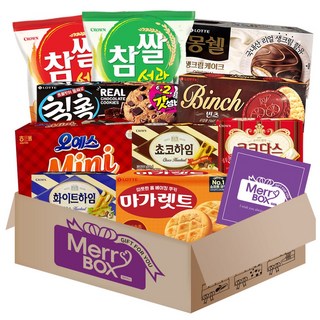 탕비실 과자세트 1호(초코하임+화이트하임+쿠크다스+칙촉+빈츠+참쌀설병+선과+오예스+마가레트+몽쉘)+메세지카드, 1세트