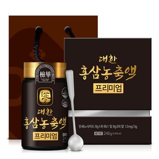 6년근 대한 홍삼 농축액 100% 프리미엄 (240g + 쇼핑백) 비건 인증 홍삼정 진액 명절 선물세트, 240g, 1세트