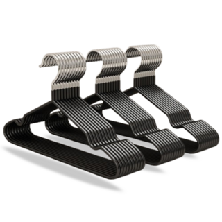 미끄럼방지 PVC코팅 논슬립 옷걸이, 블랙, 100개