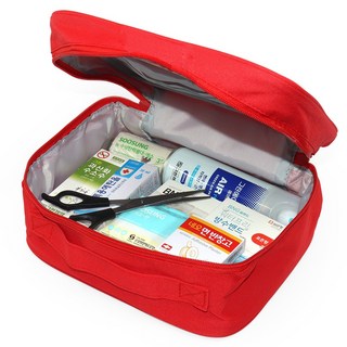 [케이솔루션] 구급가방 구급파우치 구급낭 12종세트(레드) 구급함 구급상자 세트 여행 응급키트, 1개