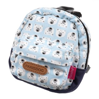패리스독 강아지 캐릭터 백팩 하네스, 폴라베어블루, 1개