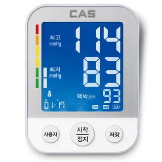 CAS 카스 국내생산 한글표기 건전지식 휴대용 디지털 자동 혈압계 혈압측정기 MDB227 가정용 병원용, 1개