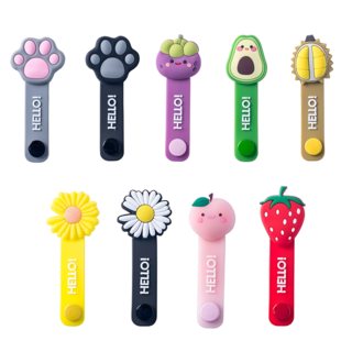 PKFARM 아기자기 캐릭터 실리콘 똑딱이 케이블홀더 전선정리 선정리클립 충전선, 랜덤, 4개