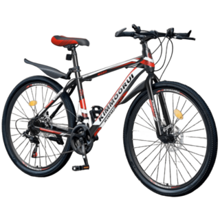J2K 청소년 성인 산악 자전거 남성용 24인치 초경량 변속 MTB 입문용, 스포크 휠 검정색과 빨간색 26인치 21단, 1개, 140cm