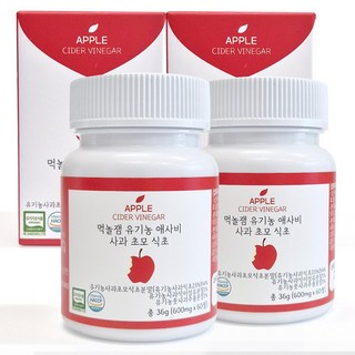 먹놀잼 유기농 애사비 사과 초모 식초, 2개, 60정