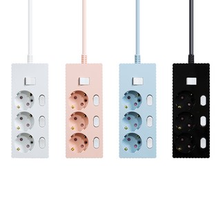 쿠폰19% 파워존 자동소화 웨이브 멀티탭 콘센트 화재예방 개별 절전 과부하차단 3구, 자동소화 3구 파스텔블루, 1개, 50cm