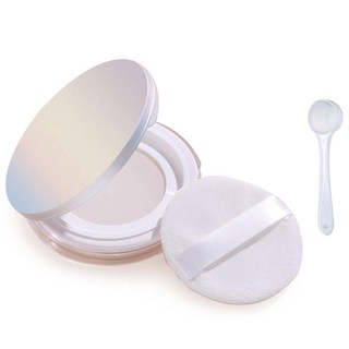 믹스MICS 슬림형 휴대용 탄력 파우더 용기 1P 세트(스푼+쿠션퍼프 포함), 1개, Colorful
