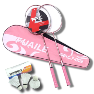 시옷모먼트 입문자용 가벼운 배드민턴 라켓 셔틀콕 세트 + 전용 라켓백, 1세트, 핑크라켓 2P