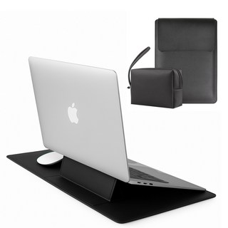 스마트덕 노트북 파우치 거치대 겸용 맥북 LG그램 삼성 가방 케이스, 심플블랙