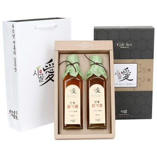 방앗간 사람들 국산 참기름 들기름 생들기름 선물세트, 국산 참기름300ml+들기름300ml, 2병선물박스, 1개, 600ml