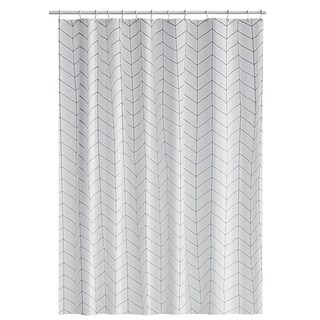 헤링본 모던 욕실 커튼+후크세트 북유럽 감성 방수 샤워 커텐 반투명 욕조 가리개 비닐 투명 화장실 목욕 용품, R49095W(헤링본화이트 120