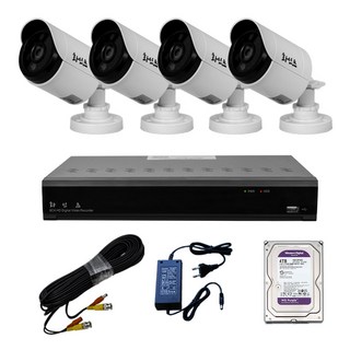 화인츠 500만화소 8채널 CCTV 자가설치 세트 패키지 주차장 농막 방수 실외 카메라4개 20m케이블 4TB, 4개, 1개