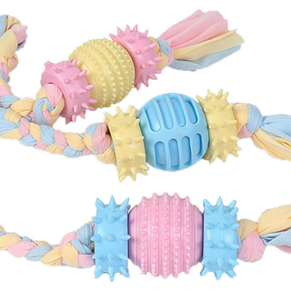 [댕냥이] 강아지 터그놀이 치석제거 로프 치아튼튼 캔디, 1개, 치아튼튼 캔디_옐로우