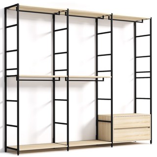 도노스틸 올리카 철제드레스룸 시스템행거 연결옷장 깊이 40cm, A1-블랙