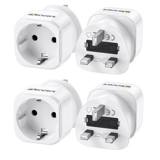 렌센트 해외 전용 단독 여행용 어댑터 한국 영국 싱가포르 말레이시아 변환 Type G 플러그 화이트 X2 PA014EUUK, 1개