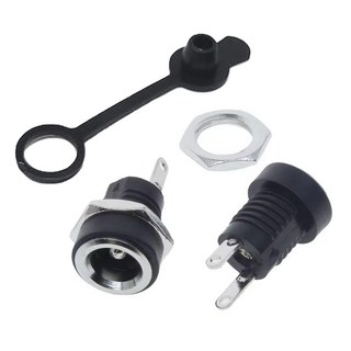 DC커넥터 DC잭소켓 5.5 X 2.1mm / 5.5 X 2.5mm 본품+방수캡 세트 충전잭 방수 암놈 5.5파이, 5.5 X 2.1mm 세트(본품+너트+방수캡), 1개, DC잭