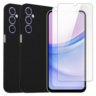 어반스티치 갤럭시 M15 와이드7 케이스 필름 2+2, 1세트, 블랙+블랙+액정필름2매