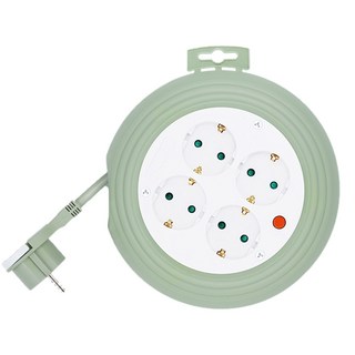 러그박스 4구 원형멀티탭 납작코드 이지콕, 3m, 민트, 1개