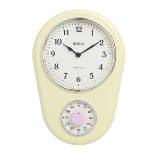 빈티지 레트로 파스텔 벽시계 무소음 거실 인테리어 벽걸이 시계, 커스타드