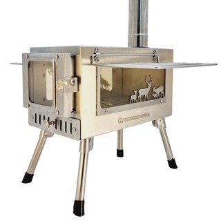 아웃도어웍스 화목난로 캠핑난로 3면 불보기창 늑대스킨 캠핑화목난로 장작난로, a.화목난로기본구성