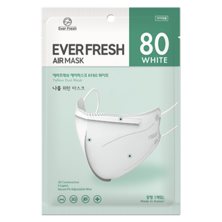 KF80 중형 에버프레쉬 에어 마스크 얇고 가벼운 여름용 새부리형, 50매 화이트