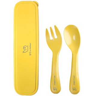 르메이어 친환경 옥수수 자기주도 이유식 휴대용 스푼 포크 케이스 세트, 1세트, 스푼 + 포크 + 케이스