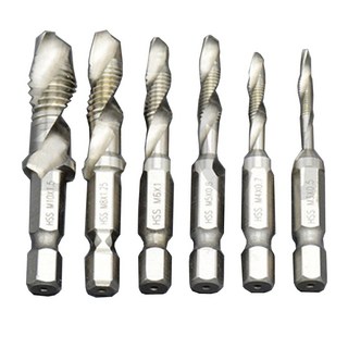 탭드릴세트 (6개x1set) M3-M10 나사 탭 드릴 비트 HSS 카운터싱크, 1개