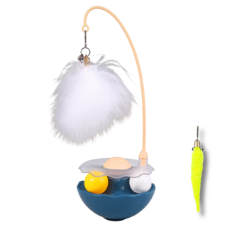 꼬미맘 오뚝이 깃털 캣닢볼 고양이 장난감, 1개, 딥블루 (애벌레 헤드 포함)