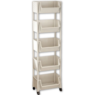 라이프앤컴 이동식 U자형 선반 다용도 정리함 트롤리, 4단, 화이트