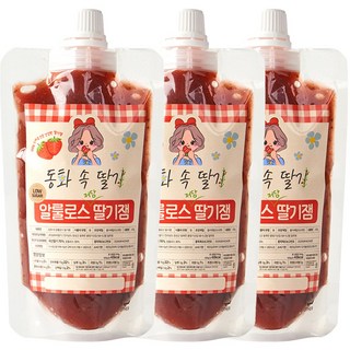 동화속딸기 무설탕 저당 저칼로리 알룰로스 딸기잼, 3개, 200g