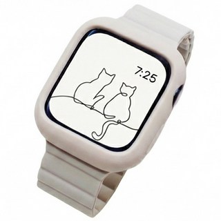 아이비온 애플워치 호환 마그네틱 실리콘 스트랩 + 케이스 세트, 크림아이보리