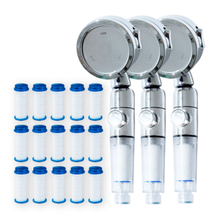 라이프티파이 수압상승 원터치 3단조절 고압 절수 샤워헤드 + 필터 5p, 실버, 3개