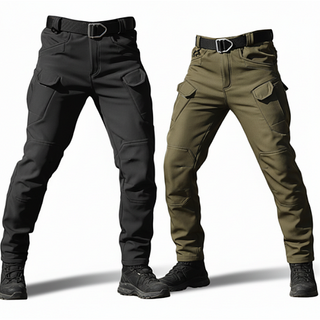 1+1 기모 겨울 고급 스판 IX7 튼튼한 전술 바지 작업복 택티컬 등산 낚시 외출 방한 방풍 전술복, 34, 블랙+카키(기모)