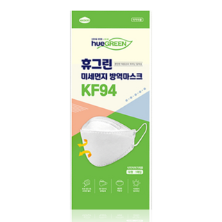 휴그린마스크 KF94 대형 100매 귀편한 미세먼지 황사 차단, 1매입, 100개