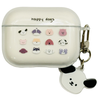 흥해 에어팟 프로3 귀여운 케이스, 1개, 투명, 행복한 강아지