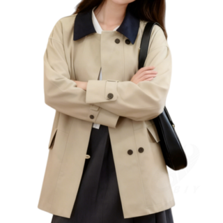 비아이와이 여성 봄 가을 신품 카라넥 고급감 캐주얼 트렌치 코트 DH1155