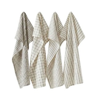 세라 이케아 린니그 행주 키친크로스 4p 세트 + 품질보증서 화이트 다크그레이 북유럽 패턴 집들이 선물 답례품, 1세트