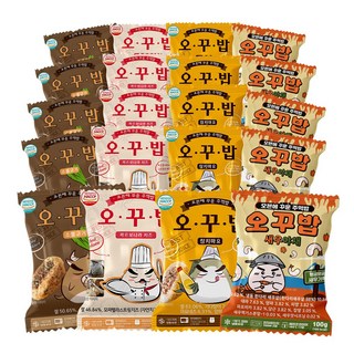 오꾸밥 오븐에 꾸운 주먹밥 세트, 100g, 20개, 순한맛 4종세트 (참치마요 소불 새우 까르보)