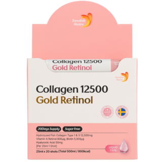 스웨디시뉴트라 마시는 초고함량 콜라겐 12500 골드레티놀, 2박스, 20회분