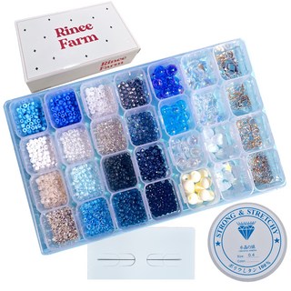 리니팜 올인원 프리미엄 비즈 공예 세트 키링 팔찌 만들기, 오션 테마, 1세트