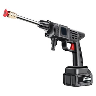 휴대용 끈 없는 고압 세척기 자동차 세척기 충전식 세차 물총 공구 정원 꽃에 물을 주고 바닥 신기를 세척한다(수도꼭지를 연결할 필요 없이 수원이 있으면 사용할 수 있다), black, Comes with 1 battery