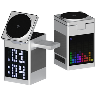 퍼플래빗 Qi2 3in1 맥세이프 무선 스피커 충전기 픽셀, 1개, 갤럭시용실버