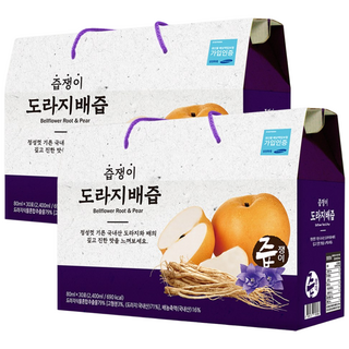 즙쟁이 도라지 배즙 2박스 (60포입) 도라지배즙, 80ml, 60개입