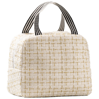 타닥 트위드 런치백 데일리 보냉가방 휴대용 피크닉 보온 보냉백, 6L, 크림