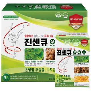 진센큐 은행잎추출물 나토키나제 혈액순환 혈행 기억력 개선 영양제, 60정, 3개